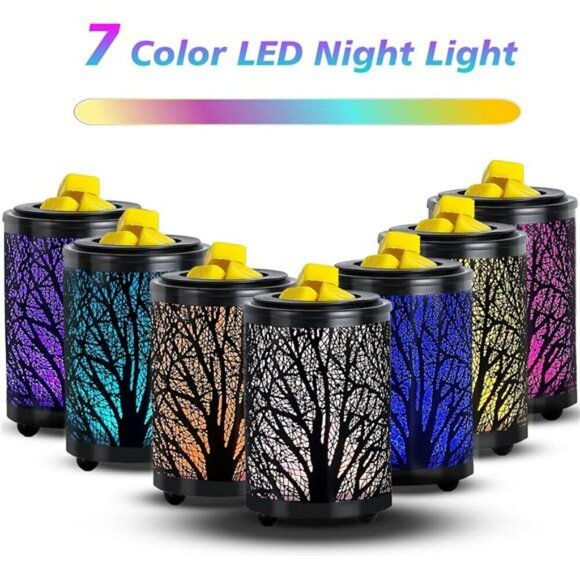 Electric Wax Melt Warmer PTC Heating Plate with 7 Colors LED Changing Black - Picture 2 of 7